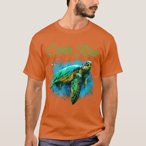 Costa Rica Watercolor Sea Turtle T_Shirt