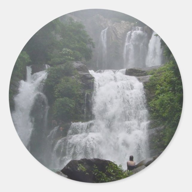Costa Rica Waterfalls Classic Round Sticker (Front)