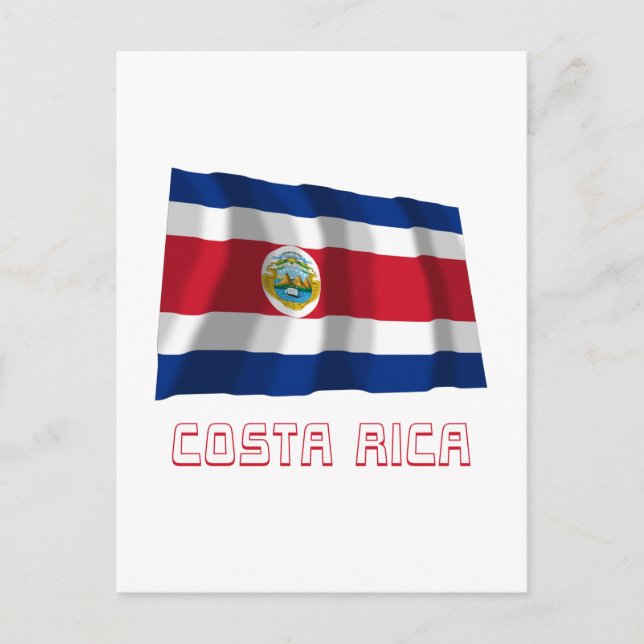 Costa Rica Waving Flag with Name Postcard (Front)
