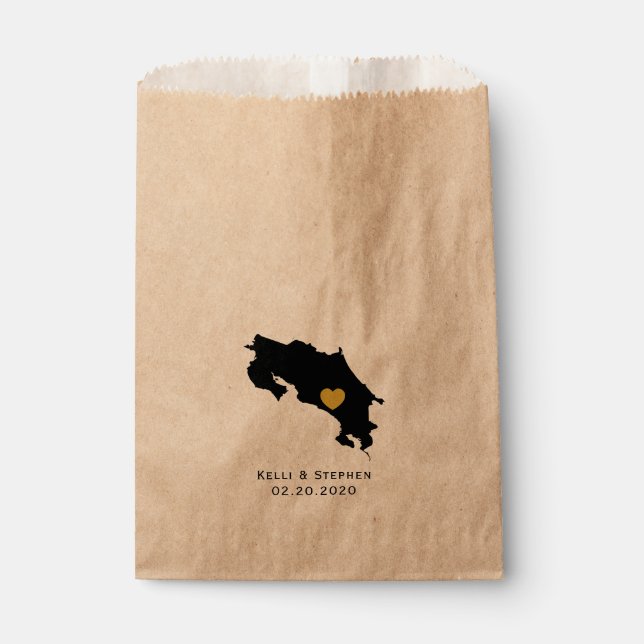 Costa Rica Wedding Favor Treat Sacks, Gift Bags (Front)