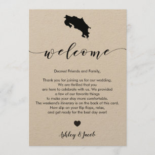 Costa Rica Wedding Welcome Letter & Itinerary Card