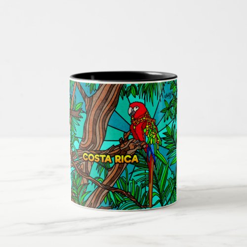 Costa Rica _ Wild Parrot Two_Tone Coffee Mug