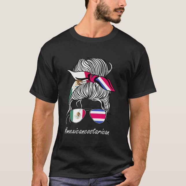 Costa Rica Women Mexico Flag Roots Girl Costa Rica T-Shirt (Front)