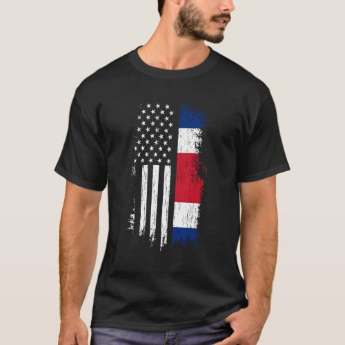 Costa Rican American Flag T_Shirt _ Pride Costa Ri