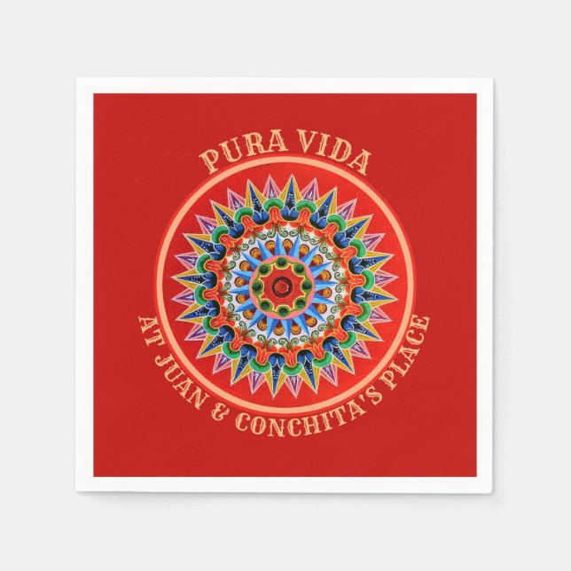 Costa Rican Art with customizable Text Napkins (Front)