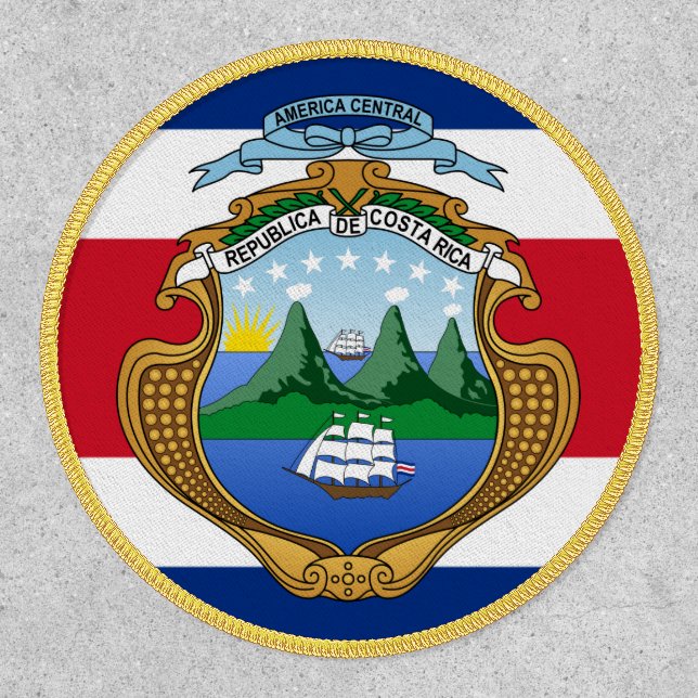 Costa Rican Flag & Coat of Arms, Costa Rica Flag Patch (Front)