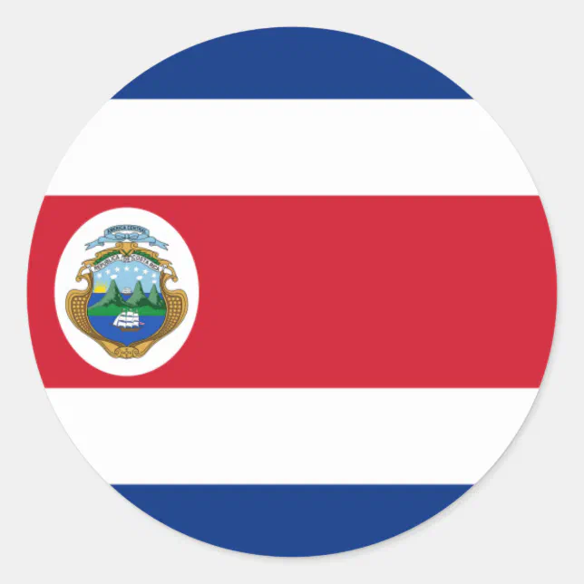 Costa Rican Flag, Flag of Costa Rica Classic Round Sticker Zazzle