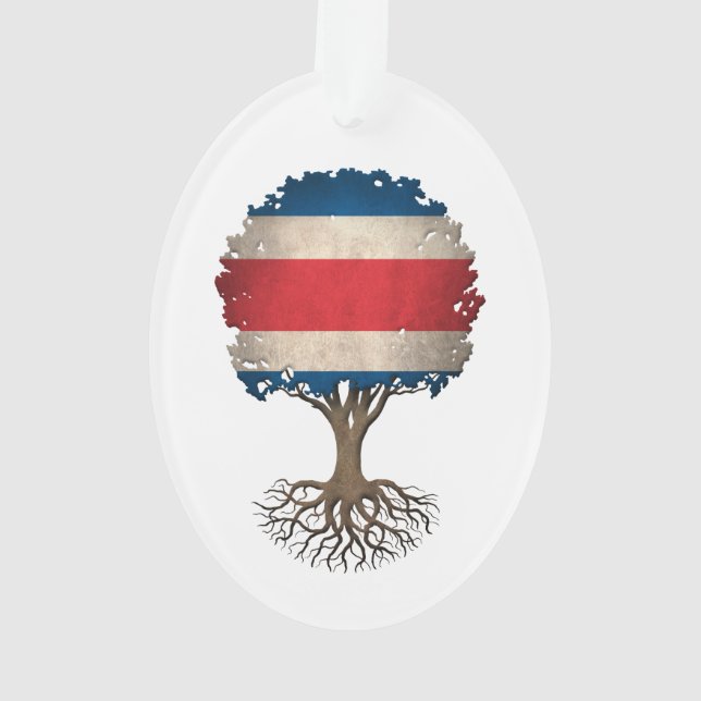 Costa Rican Flag Tree of Life Customizable Ornament (Back)