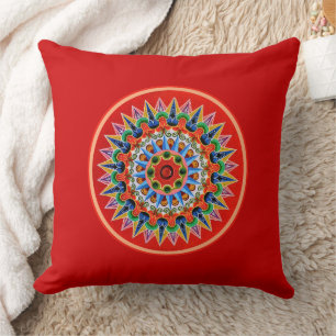 Costa Rican Folklore Art Throw Pillow