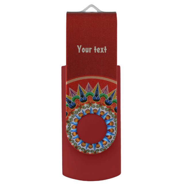 Costa Rican Folklore Art with your text Flash Drive (Front Vertical)