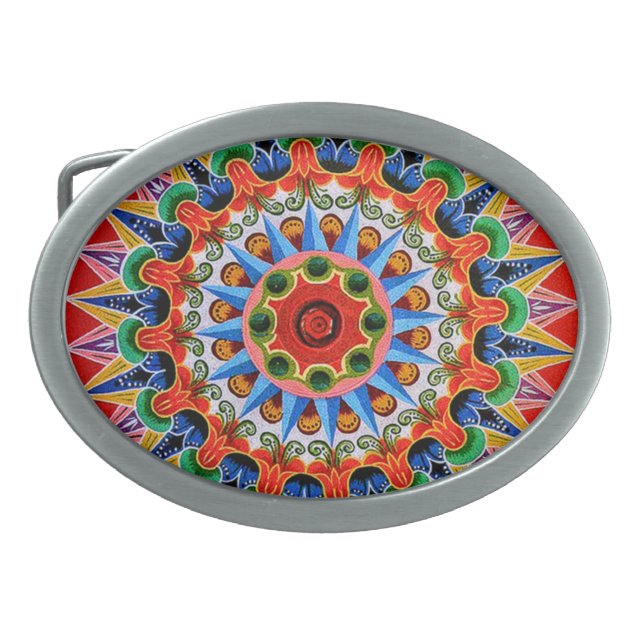 Costa Rican Oxcartwheel Art Belt Buckle (Front)