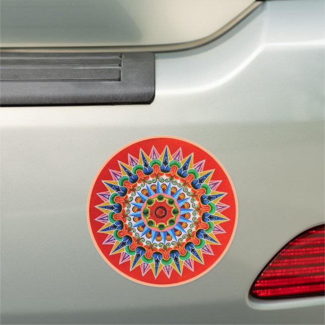 Costa Rican Oxcartwheel Painting Car Magnet (In Situ)