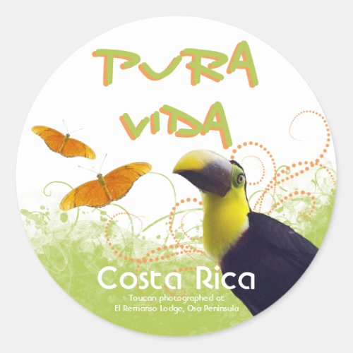 Costa Rican Pura Vida Toucan Stickers