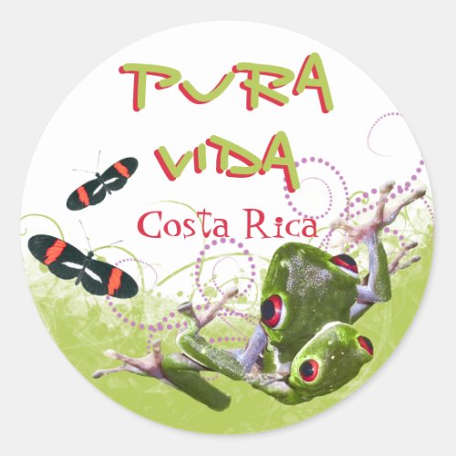 Costa Rican Pura Vida Tree Frog Stickers