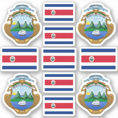 Costa Rican state symbols  coat of arms and flag Sticker