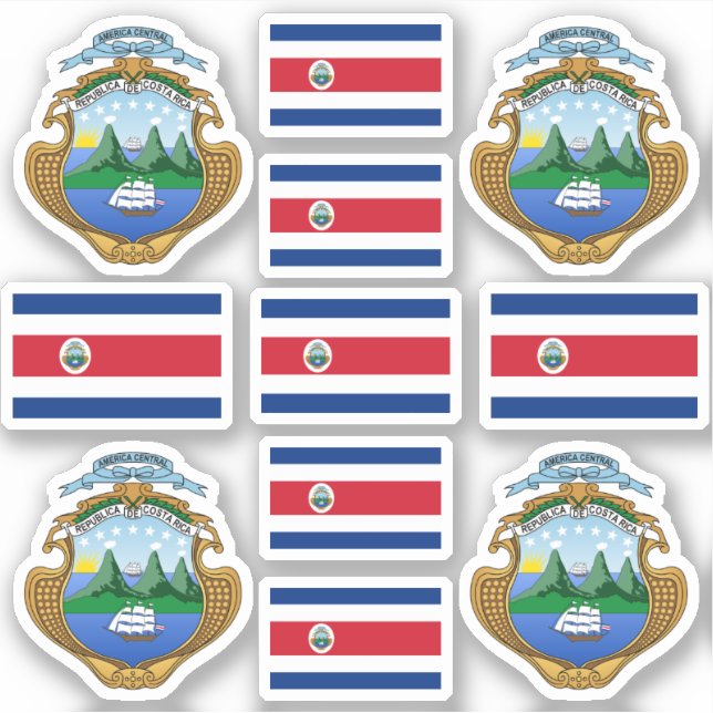 Costa Rican state symbols / coat of arms and flag Sticker (Front)