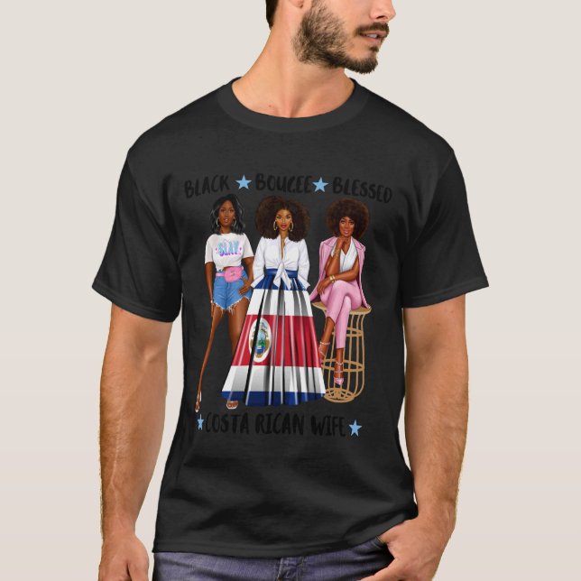 Costa Rican Wife Black Latina From Costa Rica Afro T-Shirt (Front)