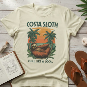 Costa Sloth — Vintage Travel Sloth, Retro Vacation T-Shirt