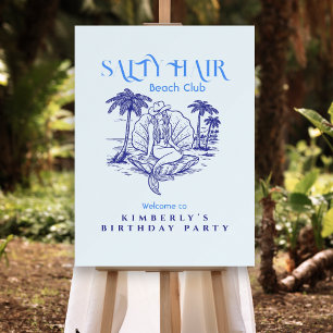 Costal Blue Mermaid Birthday Party Welcome Foam Board