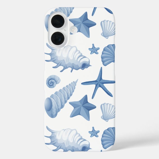 Costal blue seashells pattern Case-Mate iPhone case (Back)