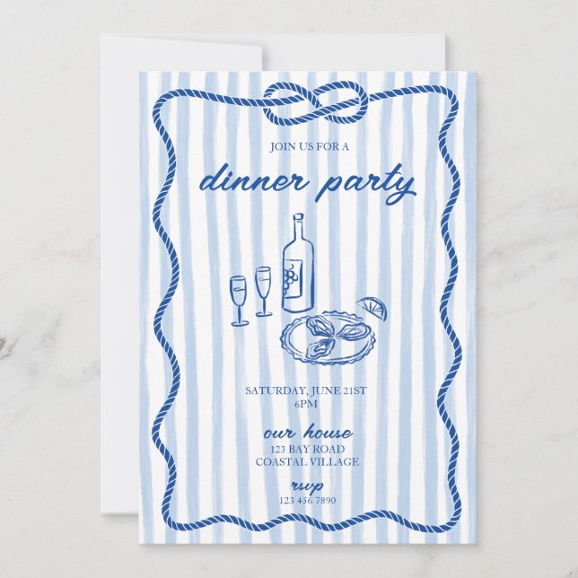 Costal Casual Dinner Party Invitation (Front)