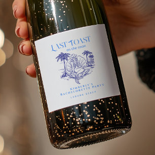 Costal Cowgirl Mermaid Blue Bachelorette Party Sparkling Wine Label