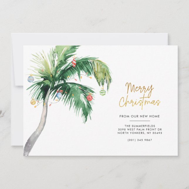 Costal Palm Tree Holiday Moving Announcement (Front)