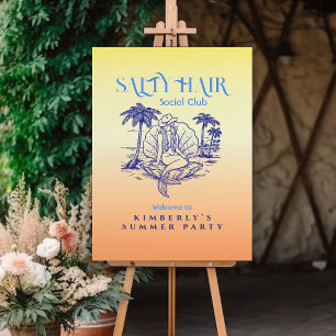 Costal Yellow Mermaid Birthday Party Welcome Foam Board