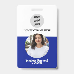 Costom Corporate Employee Business logo blue clip Badge