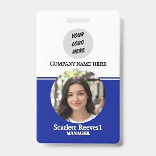 Costom Corporate Employee Business logo blue clip Badge
