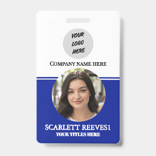 Costom Corporates Employee Business logo blue clip Badge