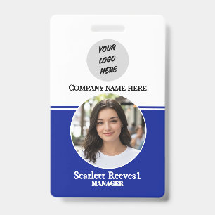 Costom Corporates Employee Business logo blue clip Badge