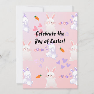 costomize pink blue cute rabbit Easter Holiday Card