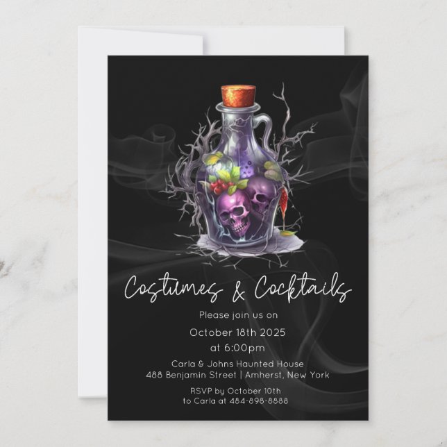 Costume and Cocktails Adult Halloween Party Invitation (Front)