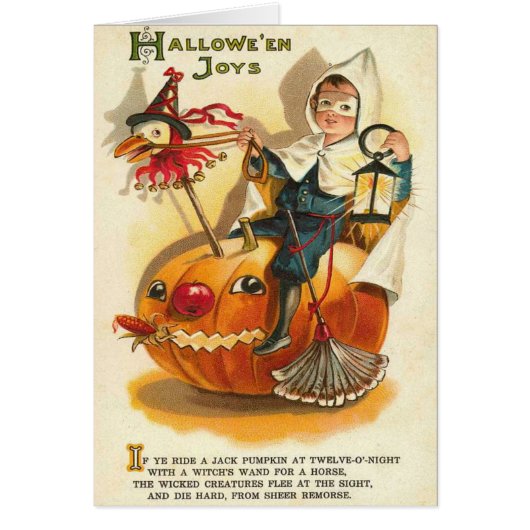 Costume Boy Jack O' Lantern Pumpkin Apple Cards (Front)