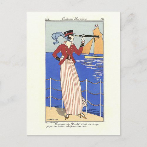 Costume de Yacht Fashion Illustration Barbier Postcard