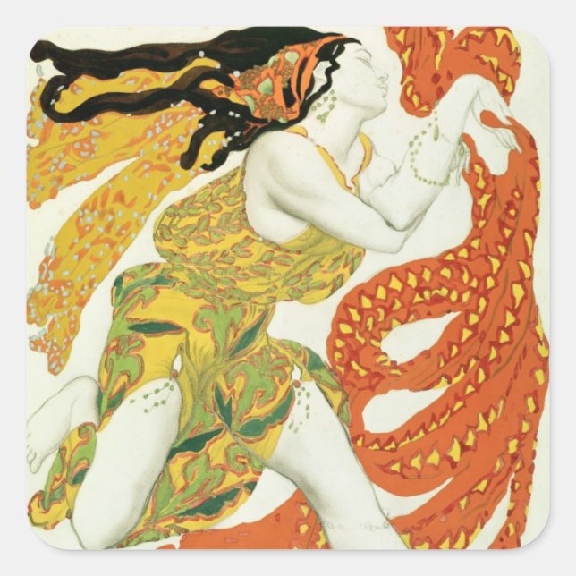 Costume design for a bacchante in 'Narcisse' Square Sticker (Front)