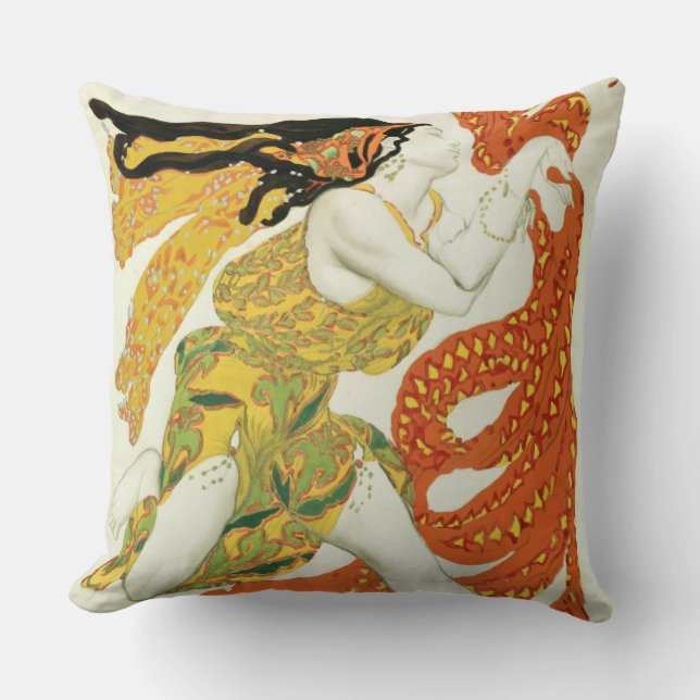 Costume design for a bacchante in 'Narcisse' Throw Pillow (Front)