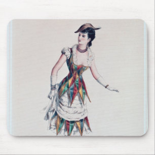 Costume design for a female harlequin, c.1880 mouse pad
