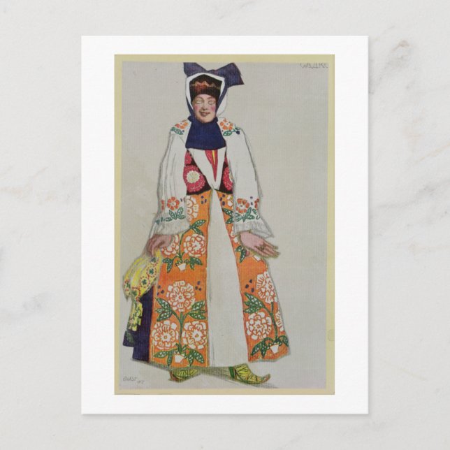 Costume design for a peasant woman, from Sadko, 19 Postcard (Front)