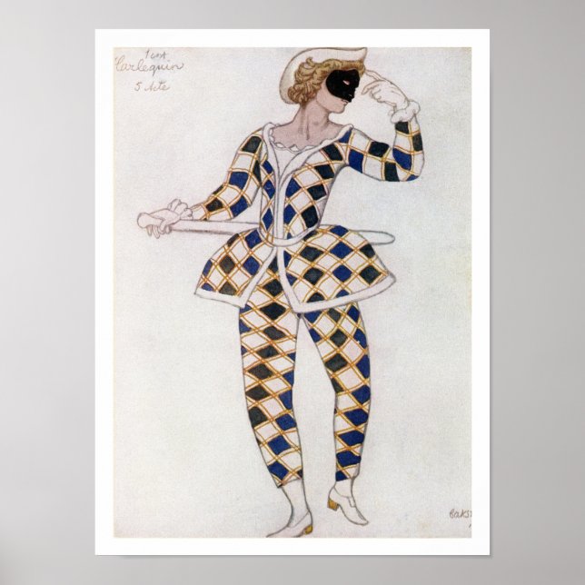 Costume design for Harlequin, from Sleeping Beauty Poster (Front)