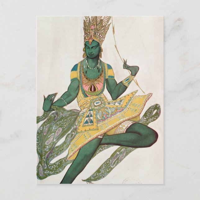 Costume design for Nijinsky as the 'Blue God' Postcard (Front)