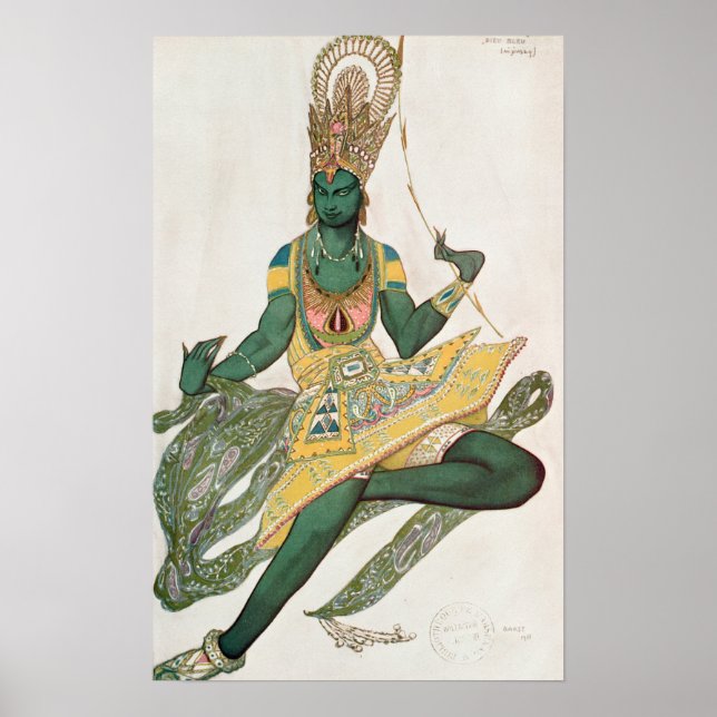 Costume design for Nijinsky as the 'Blue God' Poster (Front)