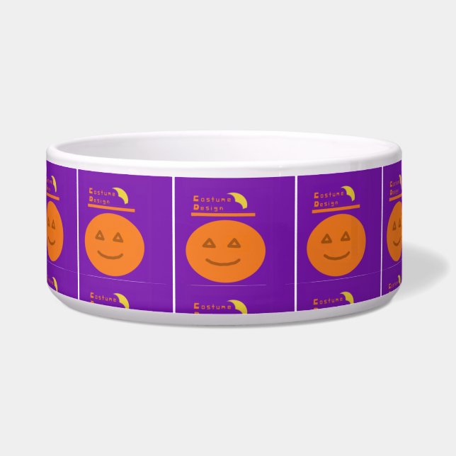 Costume Design Pumpkin Ceramic Pet Bowl (Front)