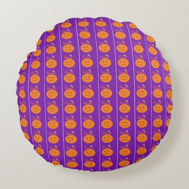 Costume Design Pumpkin Purple Round Pillow (Front)