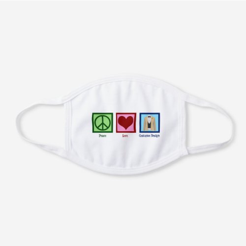 Costume Designer Peace Love Costumes White Cotton Face Mask