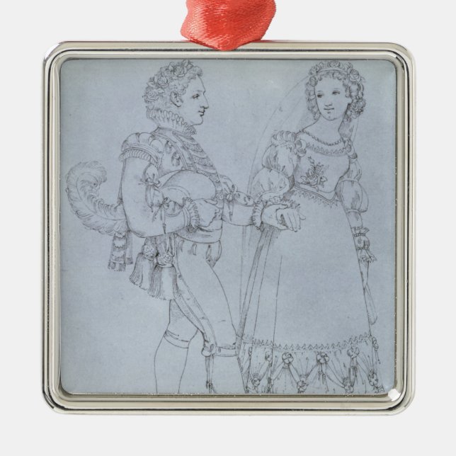 Costume designs Figaro and Susanna from opera Metal Ornament (Front)