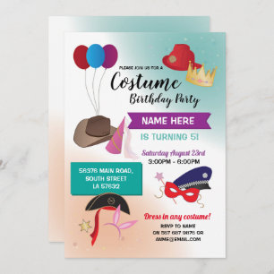 Costume Fancy Dress Birthday Party Invite
