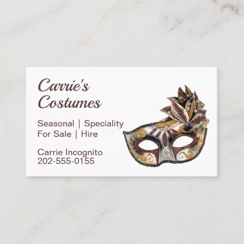 Costume Fancy Dress Rental Hire Business Card