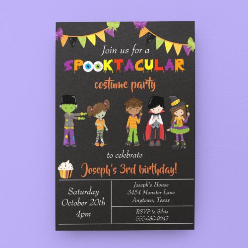 Costume Halloween Birthday Party Child Trick Treat Invitation